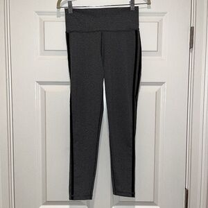 Adidas Cropped Leggings Women's Grey 3 Striped High Rise Size M 7/8 Tight NWT